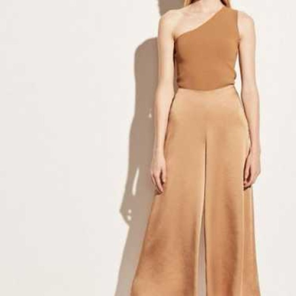 Vince Drape Colette Satin Crop Culotte Wide Leg Pants Minimalist Classic 10